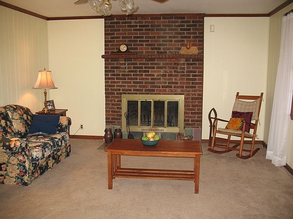 Living room with fireplace. 