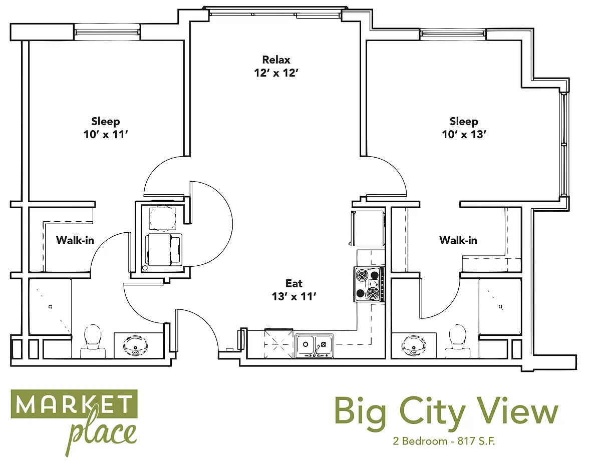Floor plan 2 Bed 2 Bath