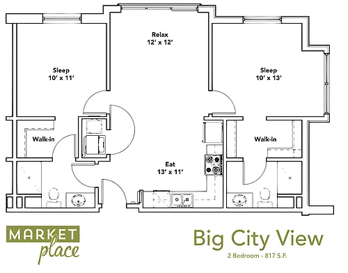 Floor plan 2 Bed 2 Bath