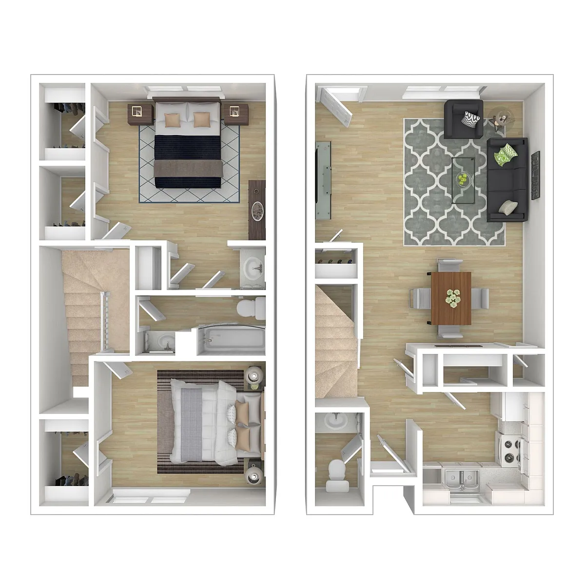 Floor plan 2 Bedroom + 1.5 Bath Townhouse