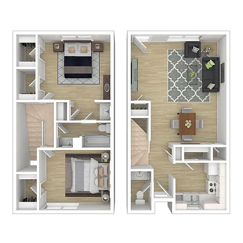 Floor plan 2 Bedroom + 1.5 Bath Townhouse