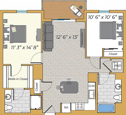 2 Bedroom w/ Balcony 2 Bedroom w/ Balcony