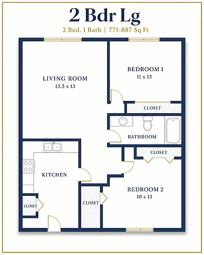 Floor plan 2 bed 1 bath large