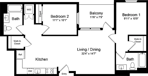 Floor plan 2 Bedroom CB