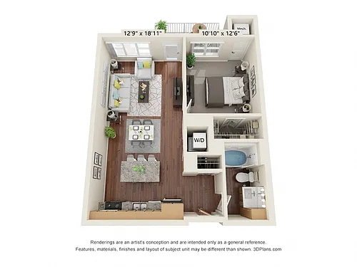 Floor plan One Bedroom - B