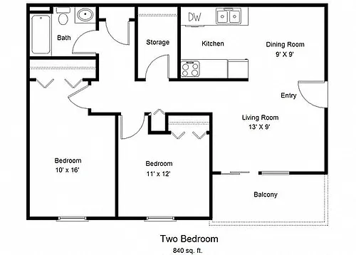 Floor plan Two Bedroom