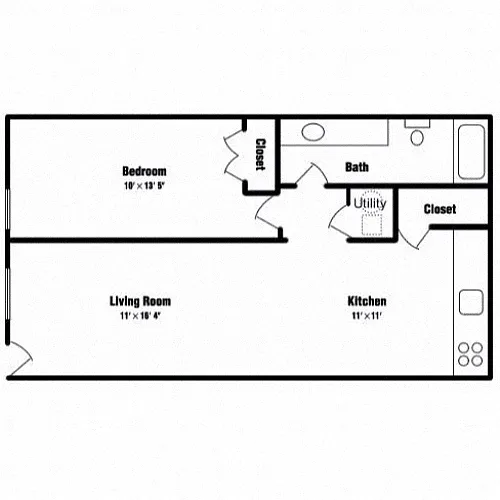 Floor plan 1 Bedroom, 1 Bathroom
