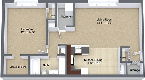 Floor plan One Bedroom