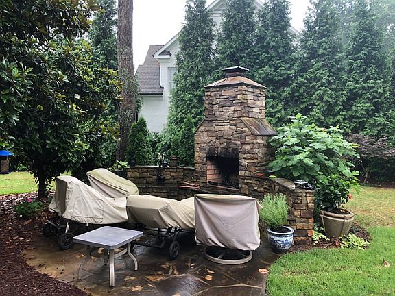 Stone patio with FIreplace