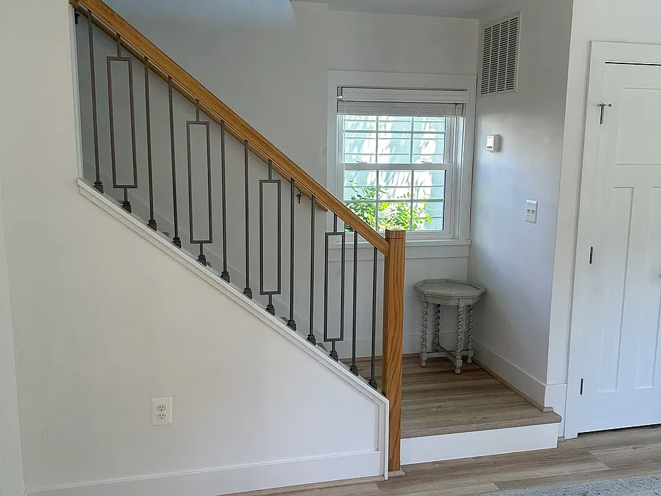 Entry in the little house is into the living room area.