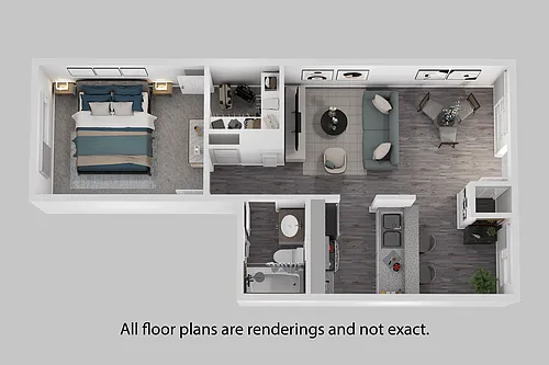 Floor plan 1 Bedroom + 1 Bath