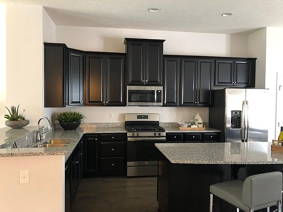 kitchen with large island- model home