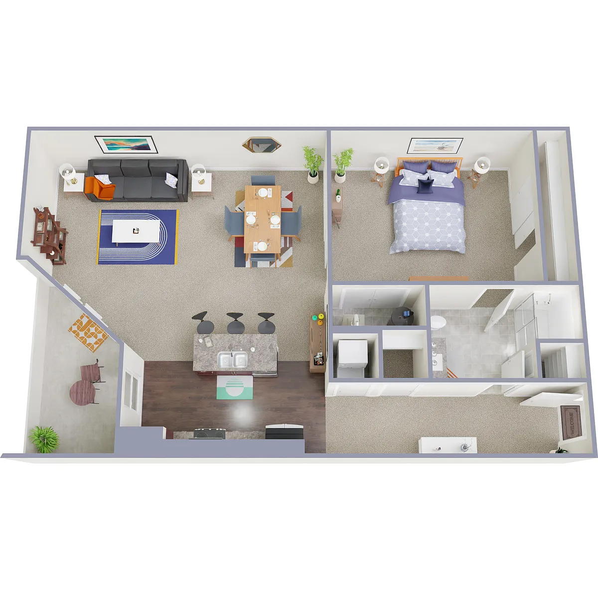 Floor plan The Excelsior 1 Bedroom 1 Bath
