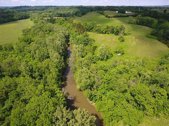 Drone shot of slate creek along the west boundary of the west tract