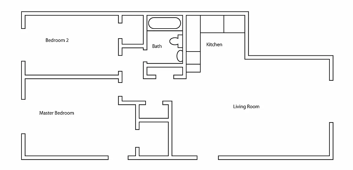 Floor plan 2 Bed x 1 Bath