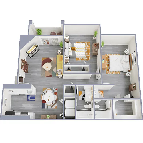 Floor plan Two Bedroom, Two Bath Large