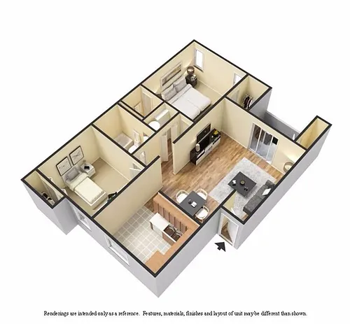 Floor plan LF-TM: 2B1.5B-885