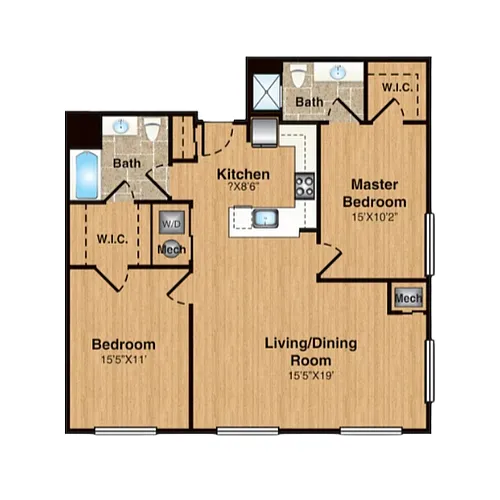 Floor plan B9 | 2 Bed | 2 Bath