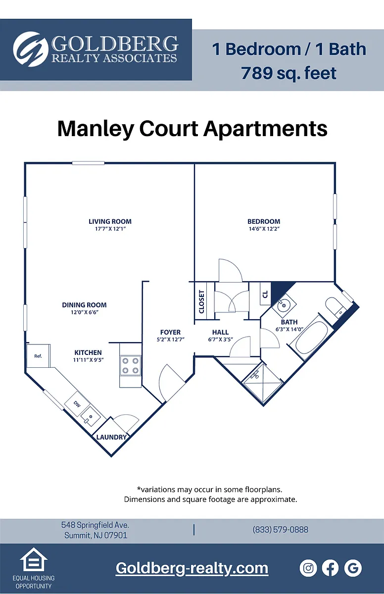 Floor plan One Bedroom Corner