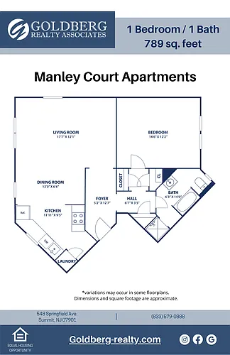 Floor plan One Bedroom Corner
