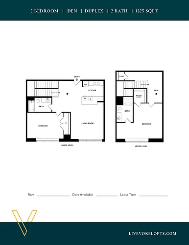 Floor plan Two Bedroom 2 Bath Duplex