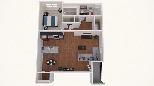 Floor plan 1 Bed - 1 Bath - No Garage