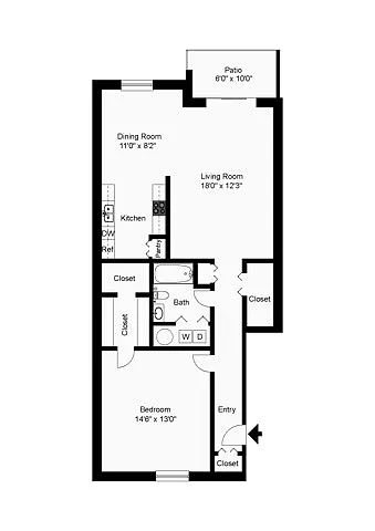 Floor plan One Bedroom 2nd Floor
