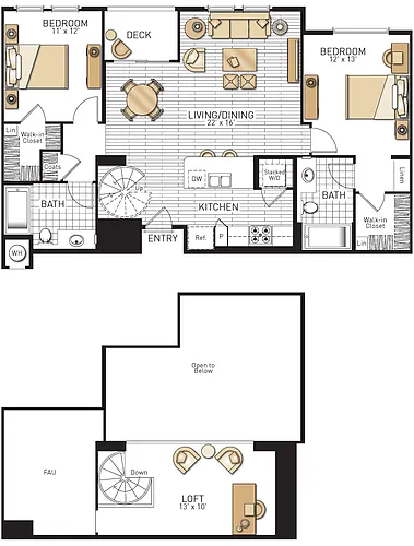 Floor plan Cadiz - Two Bedrooms with Loft