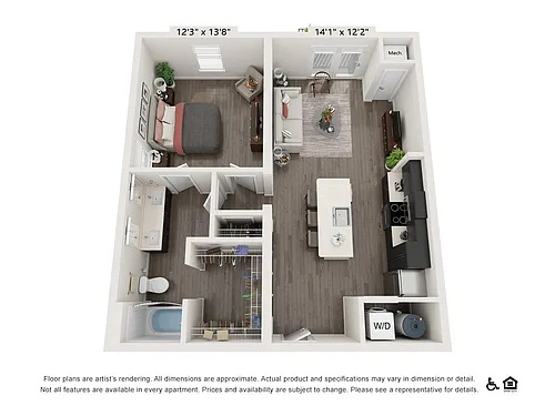 Floor plan Albert - 1 Bedroom 795