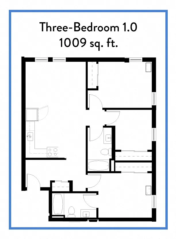 Floor plan 3 Bedroom 2 Bath