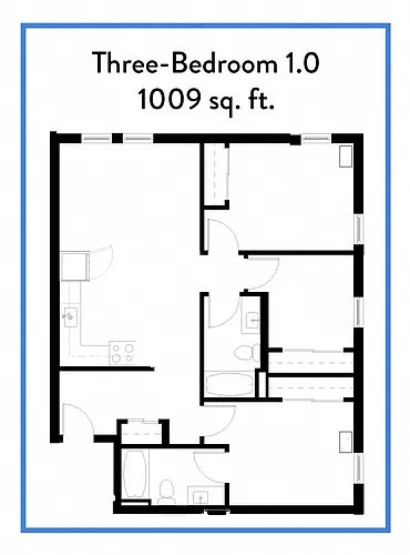 Floor plan 3 Bedroom 2 Bath