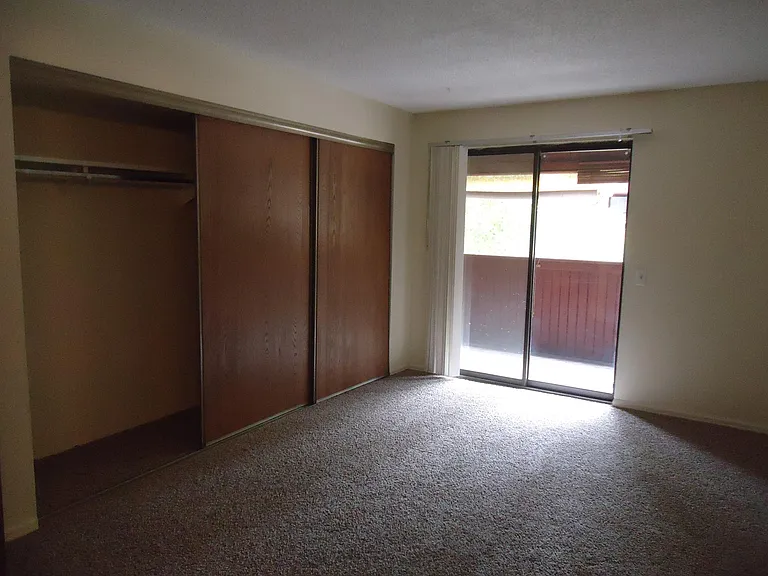 Bedroom with sliding door and closet