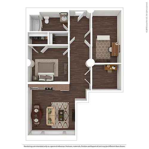 Floor plan 110% AMI 1 Bed / 1 Bath Loft Two Dens