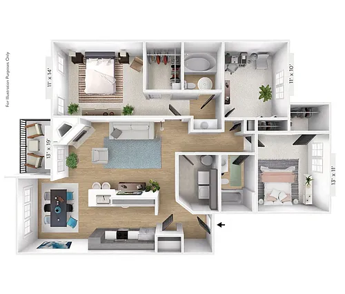 Floor plan The Constellation 3 BR 2 BA