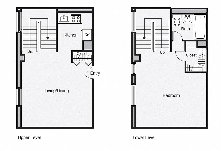 Floor plan 1-Bedroom Duplex