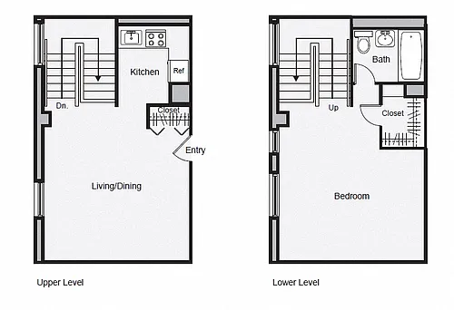 Floor plan 1-Bedroom Duplex