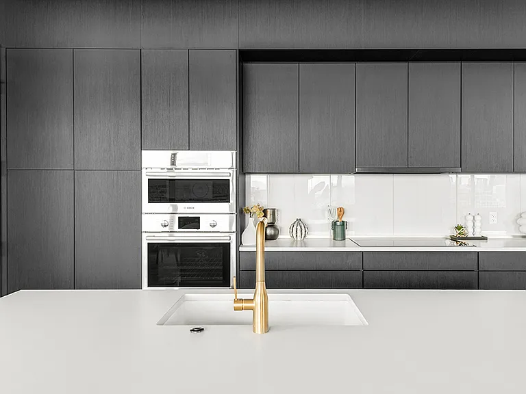 Modern kitchen with soft close cabinets and a minimal look