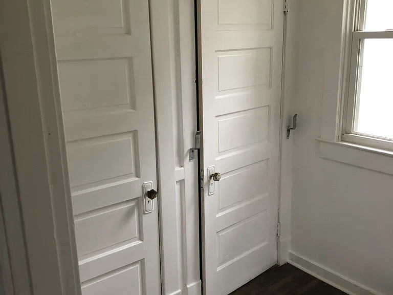 Closet and door to basebement from inside the kitchen