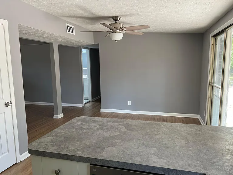 Kitchen view into dining room.area.