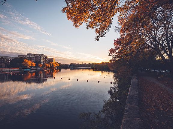 The Charles river is just a few blocks away.