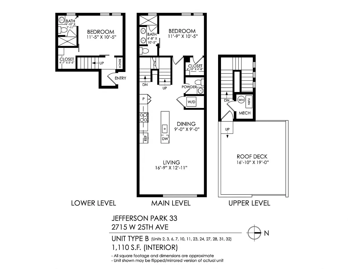 Floor plan 2 Bedroom, 2.5 Bath