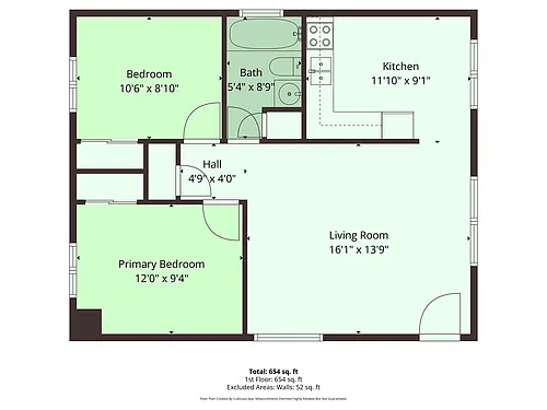 Floor plan 2 bedroom - 667sqft