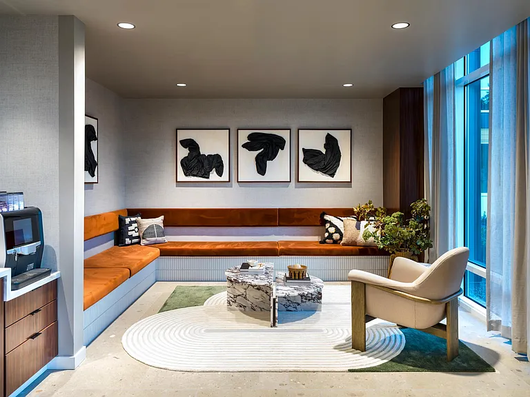 Our stylish lobby with a complimentary coffee bar is the perfect place to start your day or meet with neighbors.