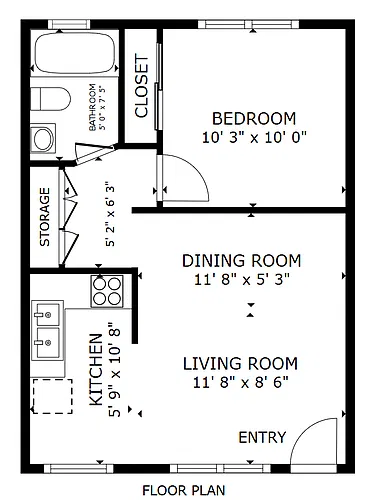 Floor plan 1 Bed 1 Bath