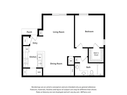 Floor plan A1 | 1 Bed | 1 Bath
