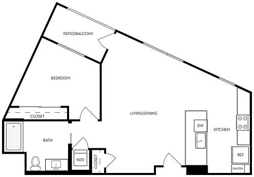 Floor plan A4 - 1BR 1BA Flat
