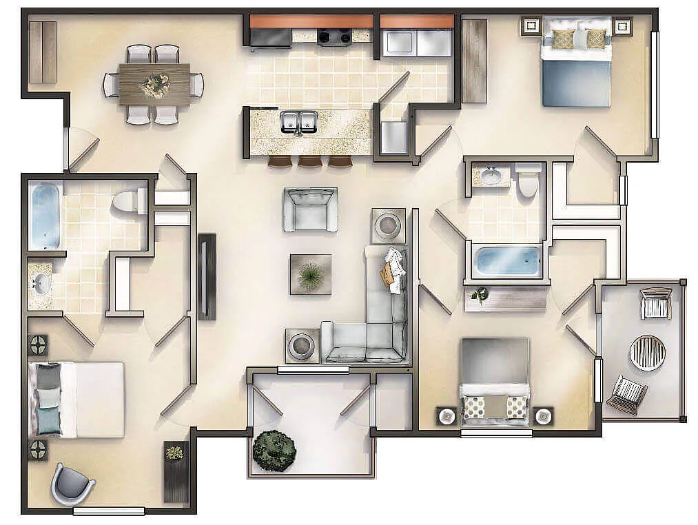 Floor plan The Dartmouth with Balconies