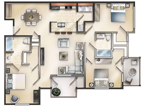 Floor plan The Dartmouth with Balconies