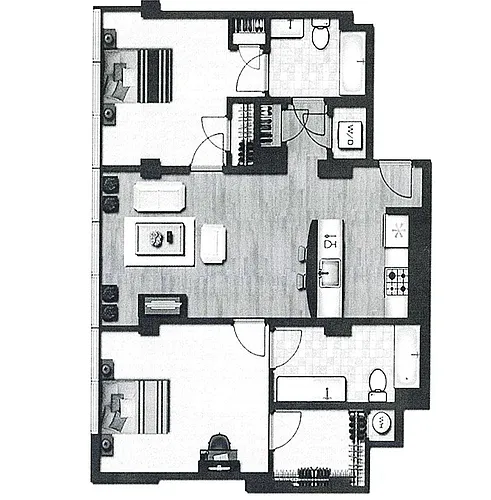 Floor plan Two Bedroom, Type D