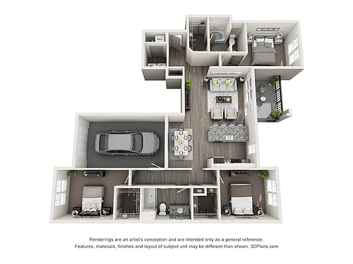 Floor plan C1 - Three Bedroom, Two Bathroom